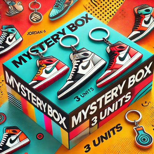 Mystery Box Pack 3 Llaveros Zapatillas Jordan Adidas Nike Azul