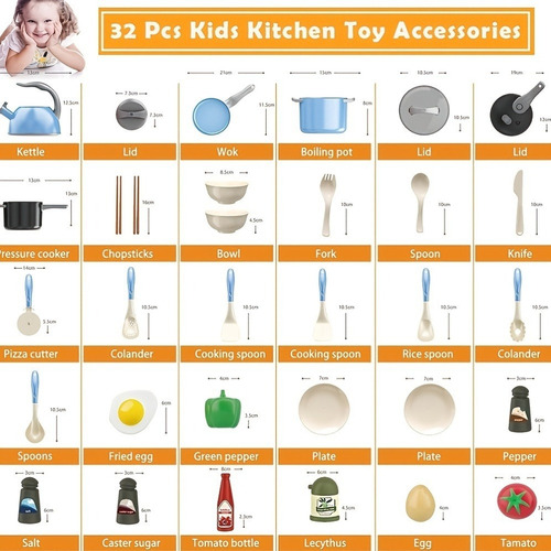 32 Piezas De Accesorios Para Juguetes De Cocina Para Niños,