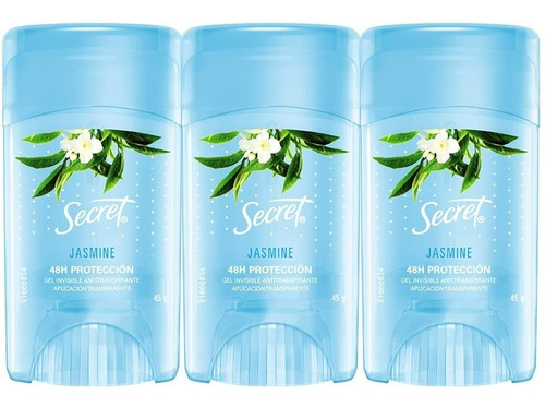 Pack 3 Antitranspirante En Gel Invisible Secret Jasmine 45g