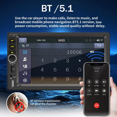 Estéreo De Carro De 7 Dín Duplo Embutido, Bluetooth 5.1 C