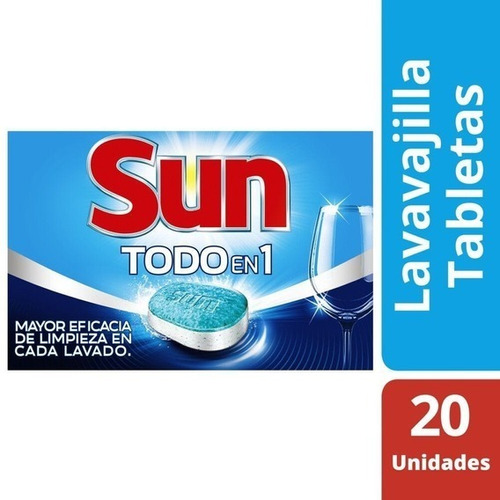 Detergente Para Lavavajillas Sun 3 En 1 Tabletas X 20- Full
