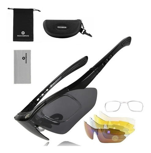 Gafas de sol Rockbros para ciclismo con clip, lentes UV400, marco de color negro, diseño deportivo
