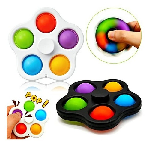 Imagen 2 de 4 de Pop It Llavero Spinner Con 5 Burbujas 2 En 1 Anti Estres