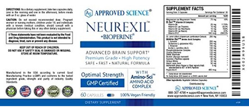 Neurexil Approved Science Nootrópico Natural 60 Cápsulas