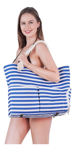 Bolso De Playa Extragrande, Diseño 2022, Con Múltiples Bolsi
