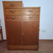 Comprar Cómoda Cajones Y Mesa De Luz Roble Macizo Impecable S\u002Fenvio Marrón Roble