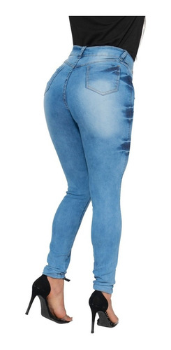 Imagem 6 de 8 de Calça Skinny Feminina Levanta Bumbum Premium Azul Claro Nf-e