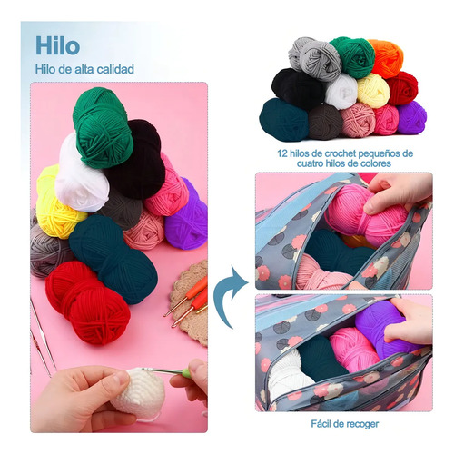 Kit De Agujas Set De Costura Para Tejer 130 Pzs 12 Colores