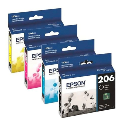 Combo Cartuchos Epson 206 Negro + 3 Colores Original Xp2101 