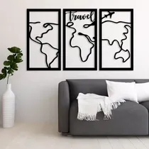 Comprar Kit Cuadros Decorativos Viajes Mapamundi 3 Piezas