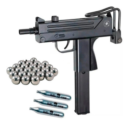 Pistola Asg Co2 4.5mm Ingram M11 Plastica + Balines + Co2