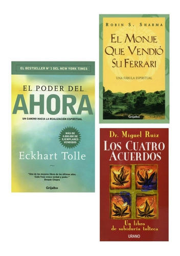 Imagen 1 de 1 de El Poder Del Ahora + El Monje + Cuatro Acuerdos - Nuevos