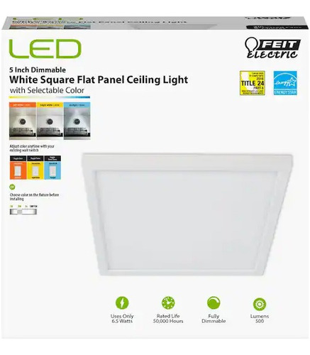 Feit Electric Panel Del Luz Led Cuadrado 5in Color Blanco (Reacondicionado)