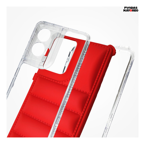 Funda Puff Moto Edge 50 Fusion Con Mica Rojo