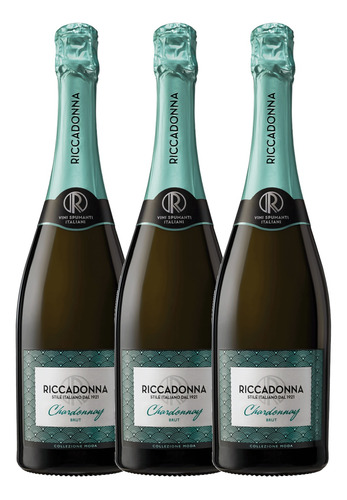 3x Espumante Italiano Riccadonna Chardonnay Brut  750 Ml