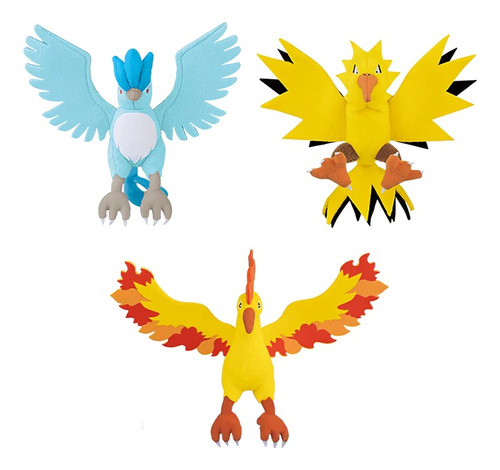 Peluches Pokemon - Articuno, Moltres Y Zapdos - Banpresto Jp