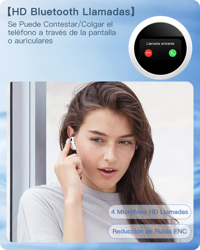 Audífonos Bluetooth 5.4 Smart Pantalla Skululu A15 Pro Auriculares inalámbricos inteligente 3D HiFi Música ENC Llamadas Reducción de ruido Con 4 Micrófono