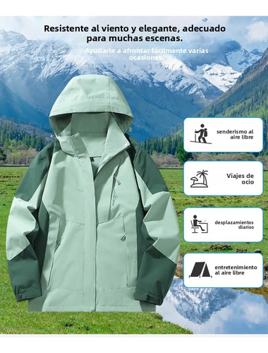 Chaqueta Senderismo Otoño Impermeable Mujer Capucha