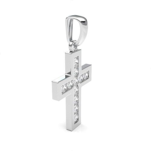 Imagen 2 de 10 de Dije Cruz De Plata 925 Circonia Mujer Hombre Agálea Joyería