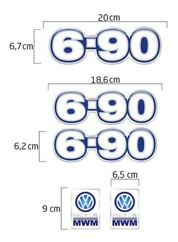 Imagem 5 de 5 de Kit Adesivos 6-90 Emblema Caminhão Volkswagen Mwm Resinado