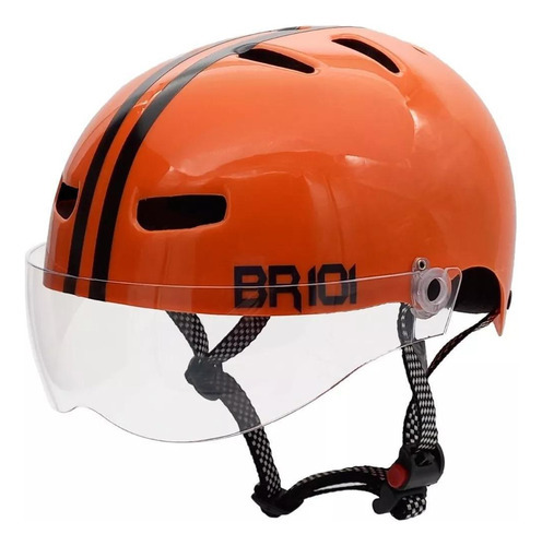 Capacete Br 101 Urbano Profissional Laranja Vision Cristal P