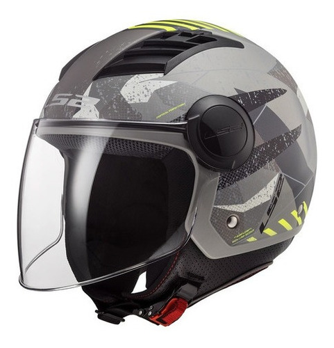 Casco Moto Abierto Ls2 562 Airflow Camo Gris Amarillo