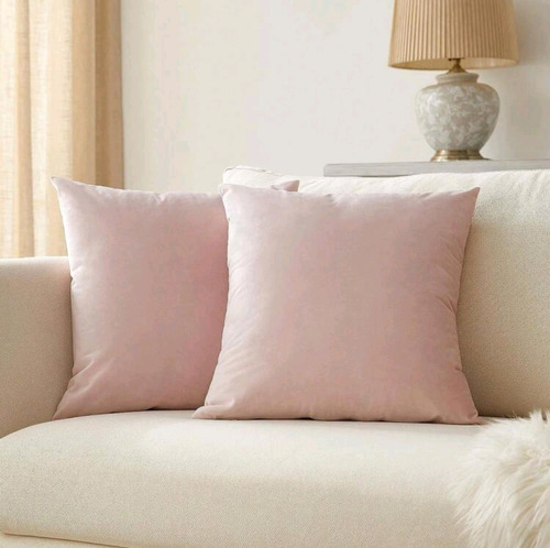 2 Cojines Decorativos 45x45 Sala Recámara Color Rosa Claro Diseño De La Tela Liso