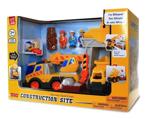 Juego De Construcción Con 2 Vehículos Con Sonido Color Amarillo Personaje camion