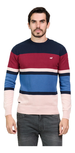 Sweater Pullover Rayado Algodón Moda Hombre Mistral 40051-6