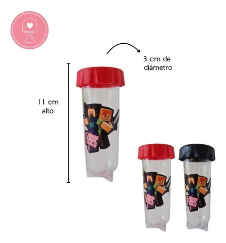 Souvenir Candy Tubo Con Tapa Temática A Elección 15 Unid Minecraft