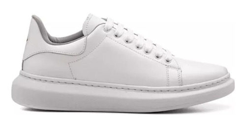 Tenis Fork Mcqueen Branco 100% Em Couro Solado Costurado