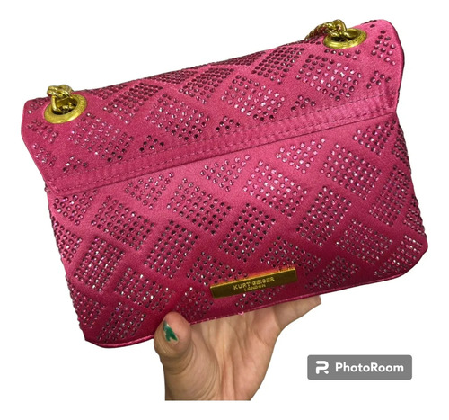 Bolso Kurt Geiger Para Mujer, Original, De Lujo, Color Rosa Rosa Chicle Lisa Níquel Dorado