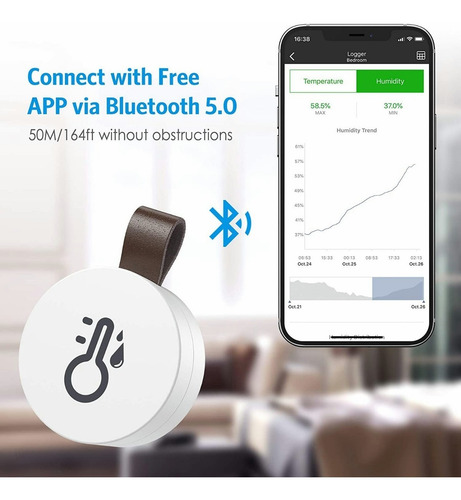 Mini Sensor De Temperatura Y Humedad Bluetooth Con Alerta De
