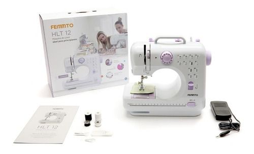 Imagen 4 de 6 de Máquina De Coser Recta Femmto Hlt12 Portable Blanca 220v