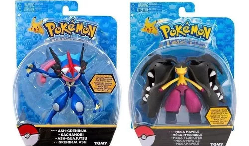 Boneco Pokemon Miniatura Ash Greninja e Mega Mawile Lendarios