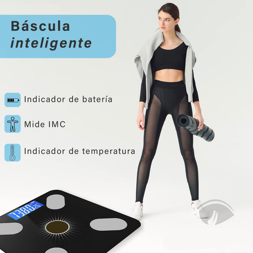 Báscula digital COMERCIO Báscula solar Báscula Inteligente negra, hasta 180 kg 127V