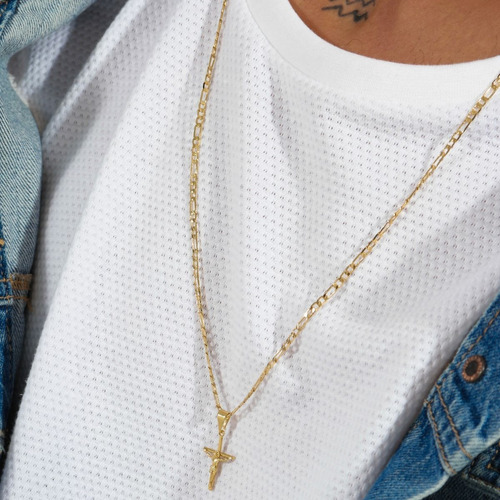 Kit Corrente Pingente E Pulseira Masculina Banhada Ouro 18k Cor Dourado