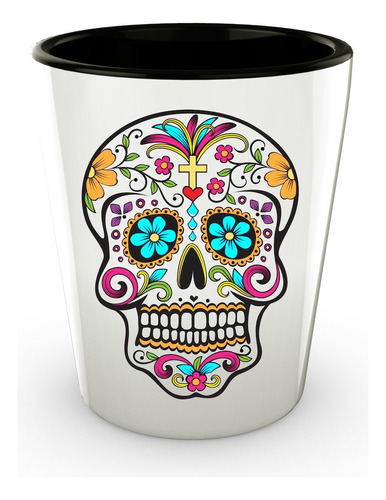 Dia Muerto Vaso Chupito  Azucar Shot Calavera Mexican Folk