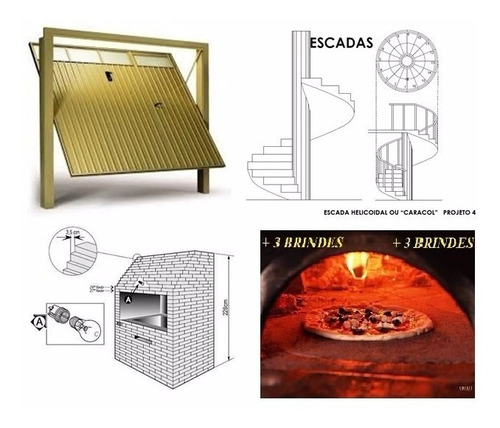 Kit Projeto Portões + Escada + Churrasqueira + Forno D Pizza