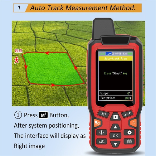 Gps De Mano Track Land Area Meter Con Pantalla De 2.4inch