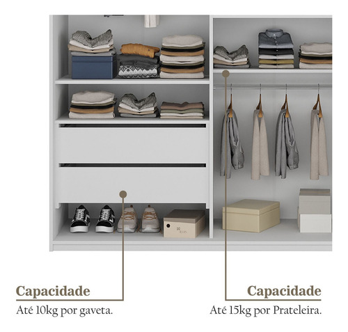 Guarda-roupa Solteiro 100% Mdf Bp Com 2 Portas E 1 Espelho