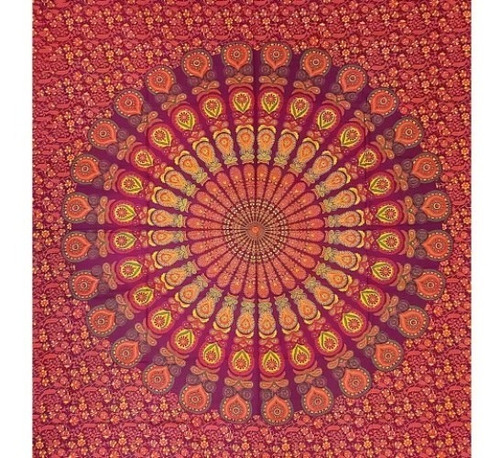 Manta Colcha Indiana Casal Mandala Floral Da Harmonia