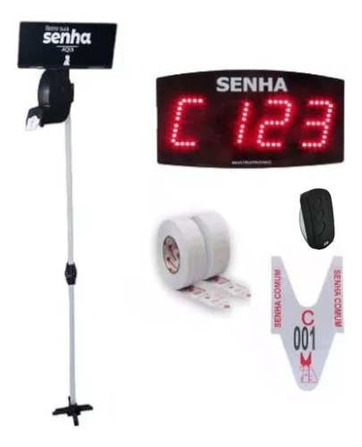 Kit Completo Painel De Senha Eletrônica Com Suporte Pedestal