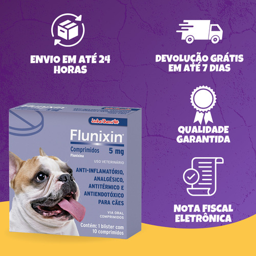Flunixin 5mg Anti-inflamatório Chemitec Cães 10 Comprimidos