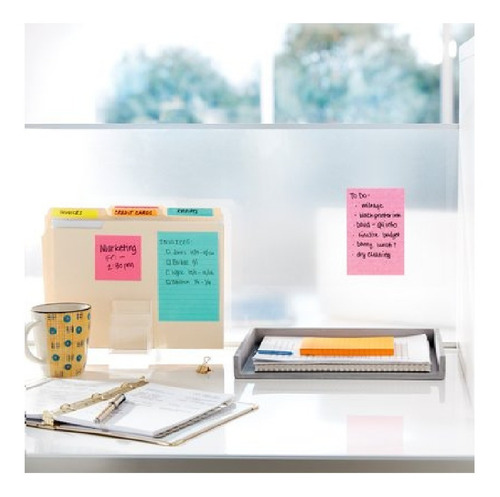 Imagen 2 de 5 de Notas Adhesivas 3m Post-it Fluo Rayada 180 Hjs 101x152mm