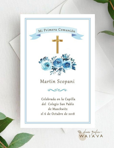 Imagen 3 de 10 de Estampitas Comunión Tarjetas Estampas Nenes X 3u