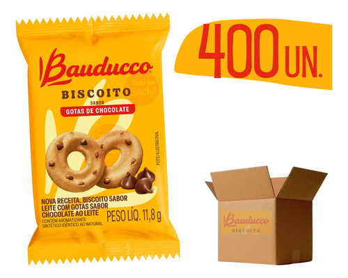 Biscoito Individual Bauducco Gotas De Chocolate 400 Sache