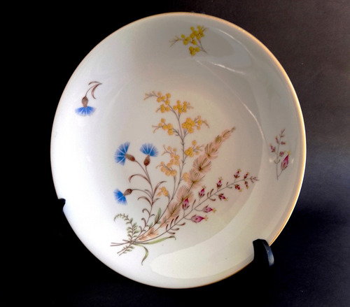 Plato Hondo Porcelana Bavaria Alemana Ramillete (Usado)