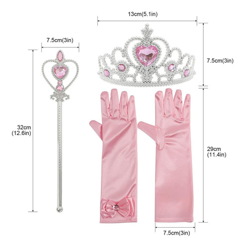 Accesorios Para Disfraz De Princesa, Tiara Con Guantes, Cuel