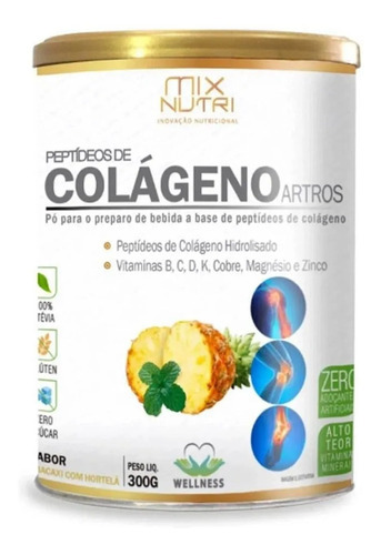 Colágeno Artros Sabor Abacaxi Com Hortelã 300g - Mix Nutri